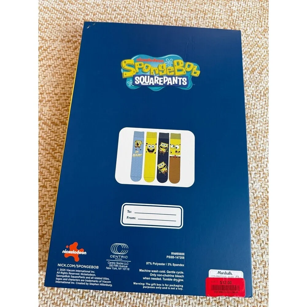 SpongeBob SquarePants men’s crew socks shoe size 6–12 new